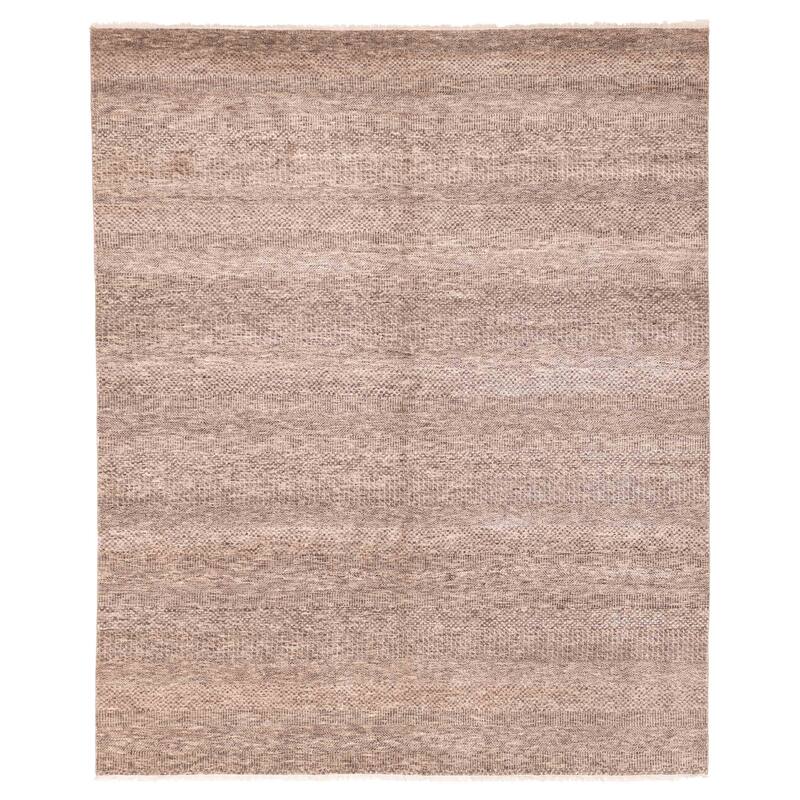 ECARPETGALLERY Hand-knotted Finest Silk Shadow Dark Grey Viscose, Wool Rug - 8'0 x 9'9