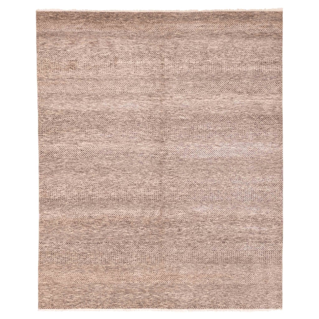 ECARPETGALLERY Hand-knotted Finest Silk Shadow Dark Grey Viscose, Wool Rug - 8'0 x 9'9