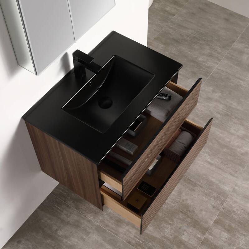Blossom Annecy 30" Floating Bathroom Vanity with Black Ceramic Sink