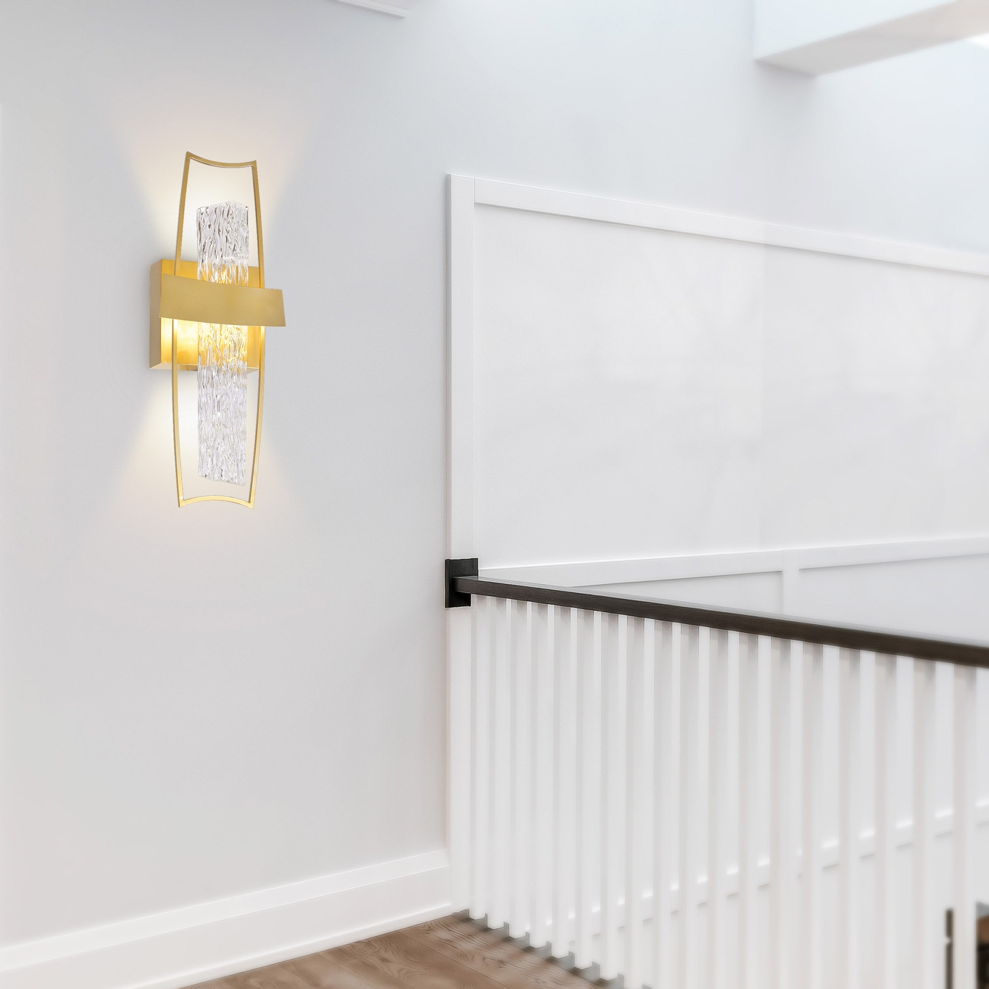 CWI Lighting Guadiana Integrated LED 5in Satin Gold Wall Light with Handcrafted Glass - Satin Gold