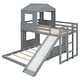preview thumbnail 32 of 44, Wooden Twin Over Full Bunk Bed with Treehouse Loft, Slide & Guardrail