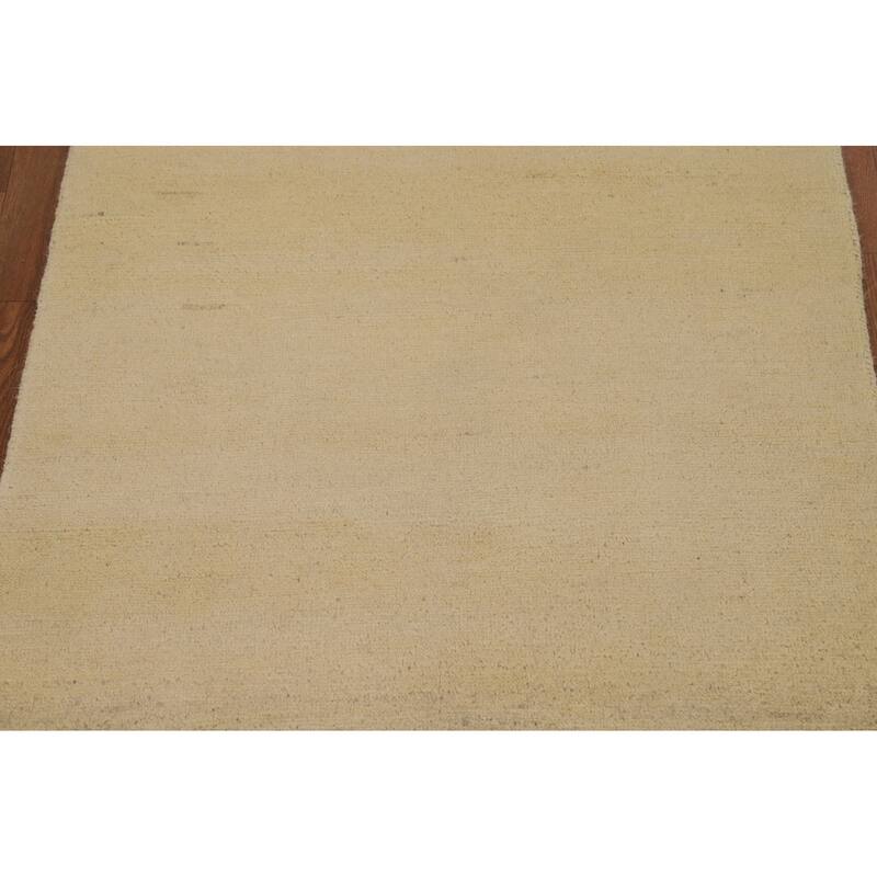Modern Gabbeh Oriental Rug Handmade Beige Accent Wool Carpet - 2'9"x 4'2"