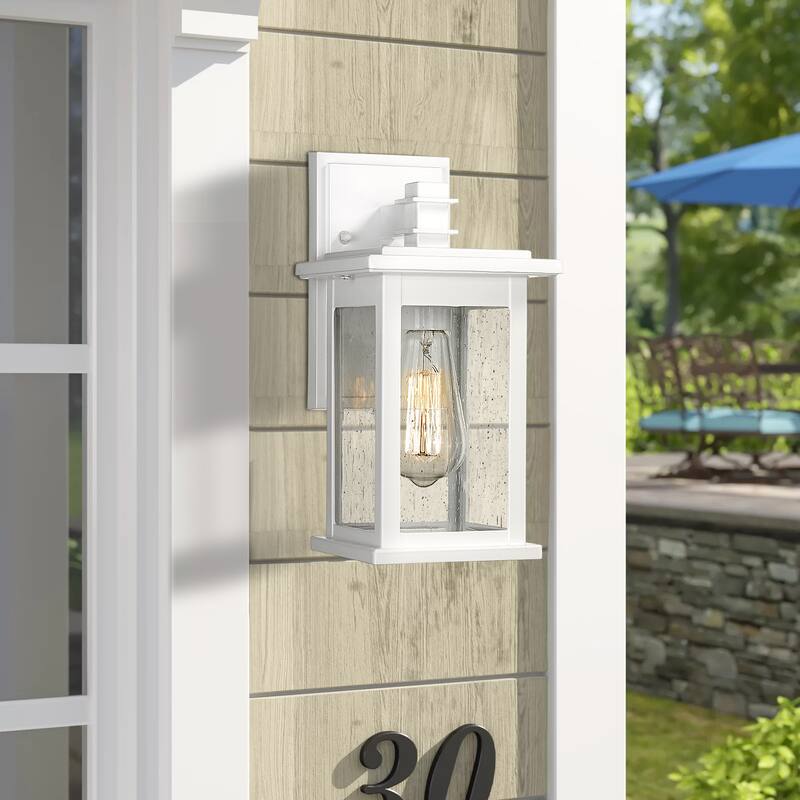 Exterior Lantern Wall Mount Light Fixture with Seeded Glass for Porch