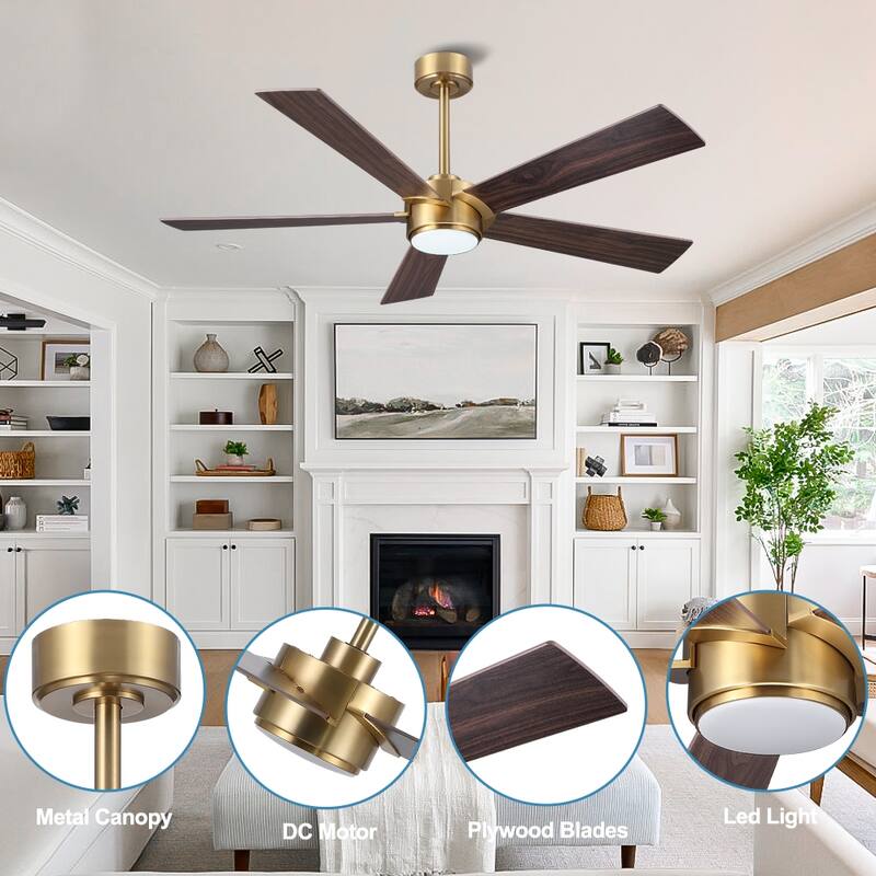 MLiAN 54 In. 5 Blades Indoor LED Ceiling Fan with Remote Control - 54"
