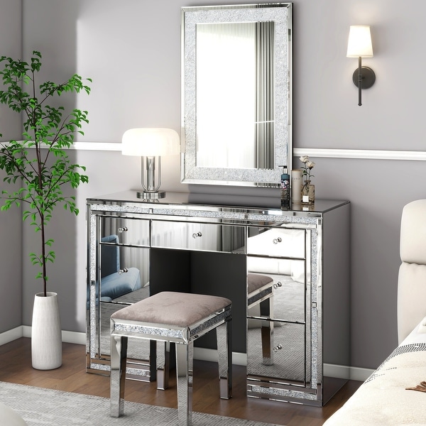 Grey mirrored dressing table sale
