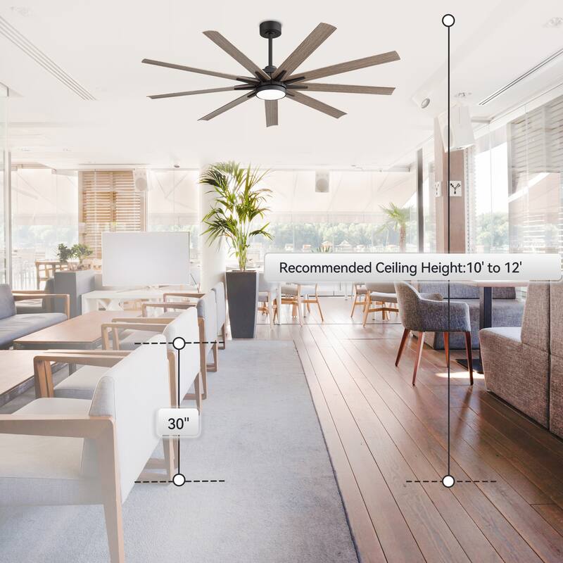 65" Modern Integrated LED Ceiling Fan with Light and Remote