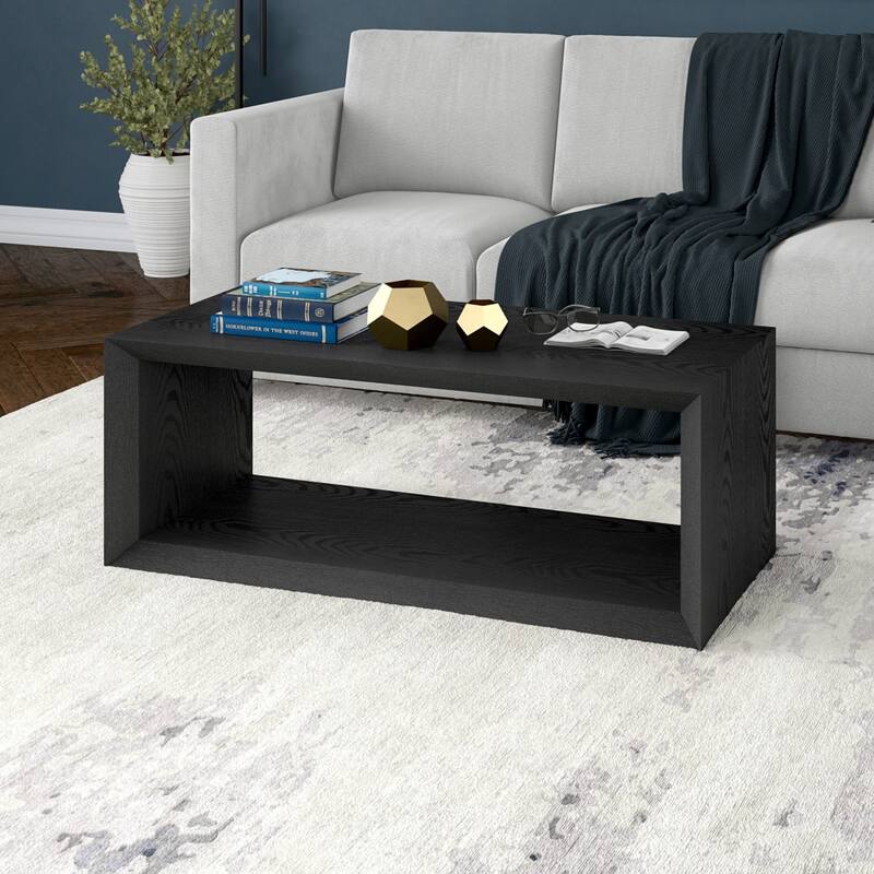 48" Coffee Table with Shelf for Living Room Storage and Display - 48" x 23.38" x 18"