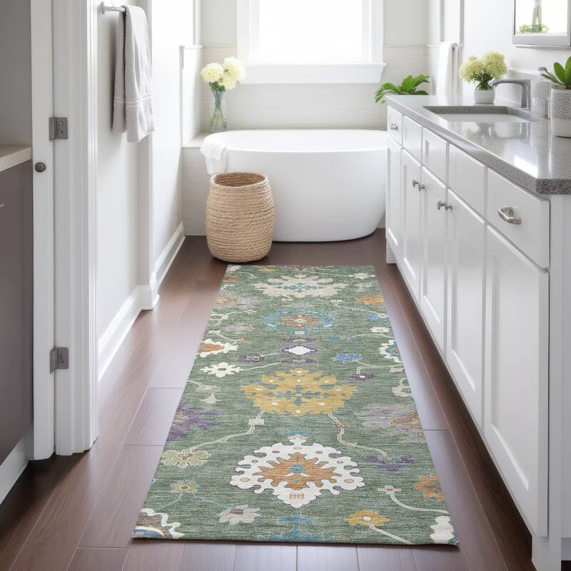 Machine Washable Indoor/ Outdoor Traditonal Delhi Chantille Rug
