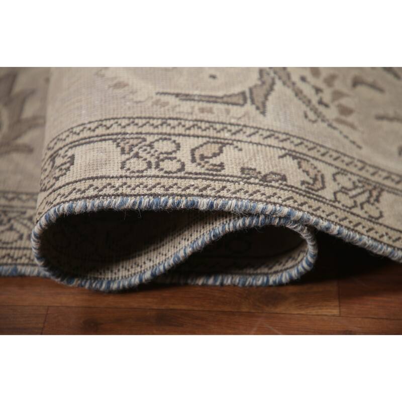 Hand Knotted Oriental 100% Wool Carpet Traditional Floral Beige & Ivories Tabriz Area Rug - 13' 2'' X 9' 10''