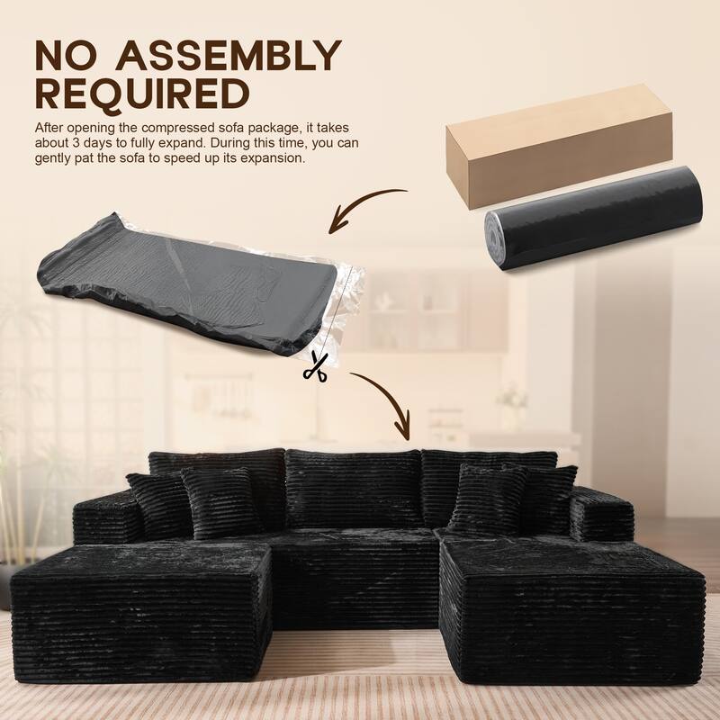 OVIOS All-Foam Cloud L-Shaped Lounger Sofa​ ​​With Ottoman​