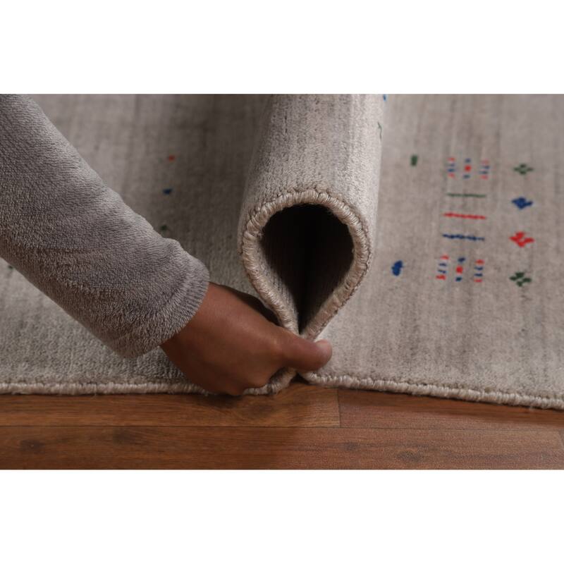 Tribal Gray Gabbeh Indian Area Rug Handmade Wool Carpet - 9'3" x 12'0"