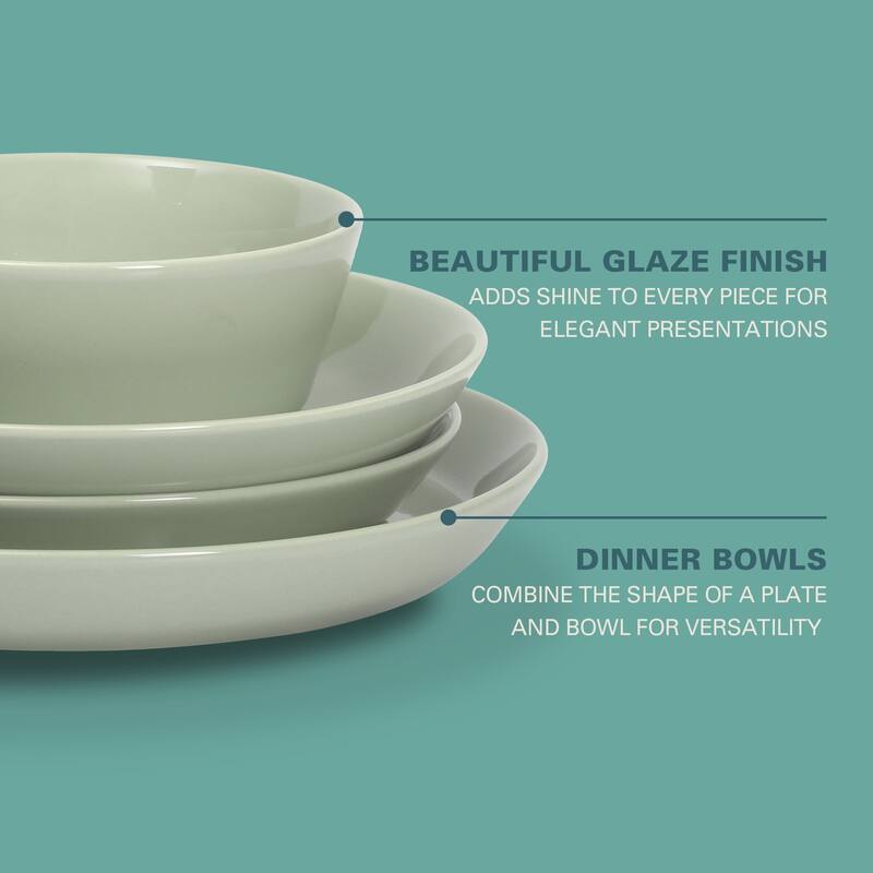 Gibson Home Summer Shades 16 Piece Plates and Bowls Dishes Service for 4 Stoneware Dinnerware Set