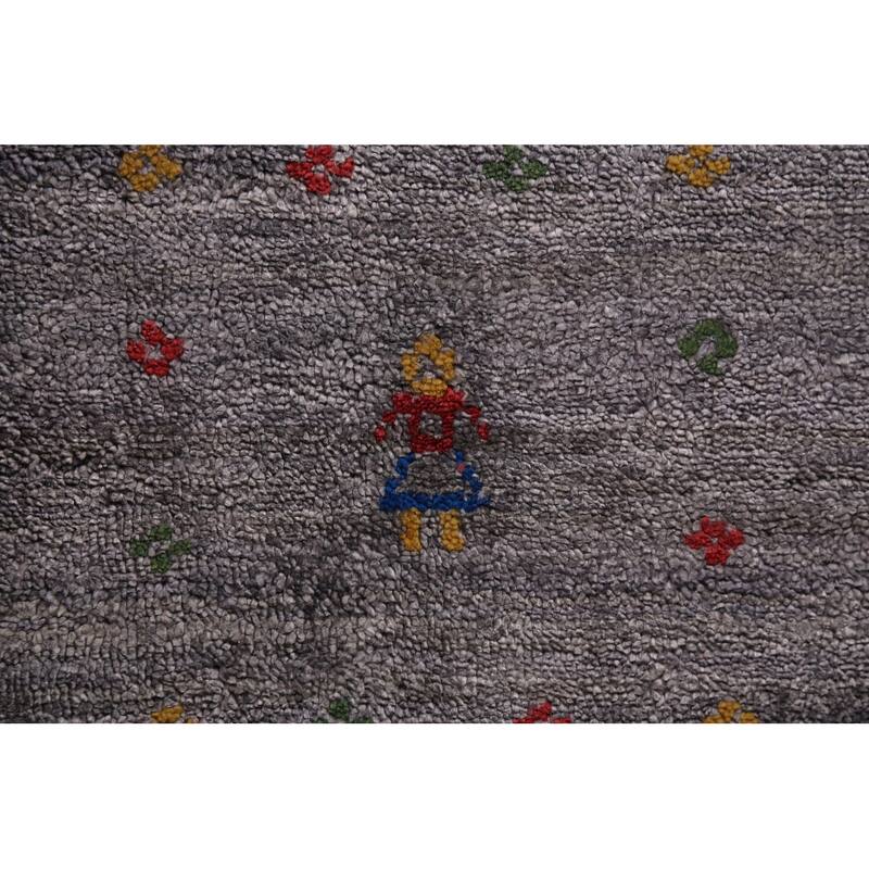 Gray Gabbeh Oriental Area Square Area Rug Handmade Silk Carpet - 9'11"x 10'7"