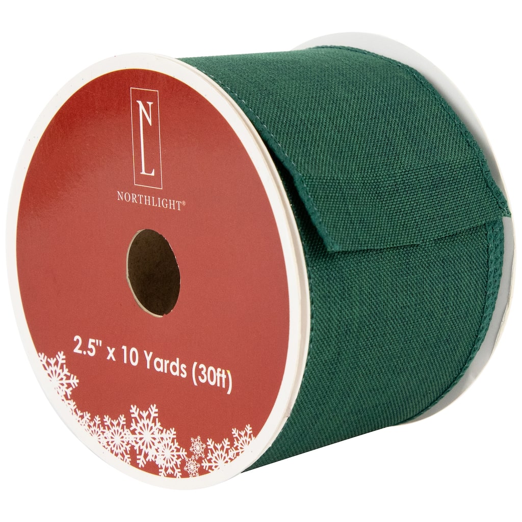 Solid Green Wired Edge Craft Christmas Ribbon 2.5 x 10 Yards - 2.5"