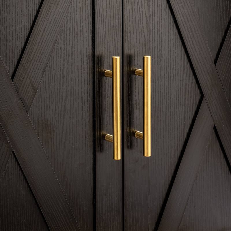 71" Tall Arched Farmhouse Pantry Cabinet with Glass Barn Door, Adjustable Shelves for Kitchen or Dining Room