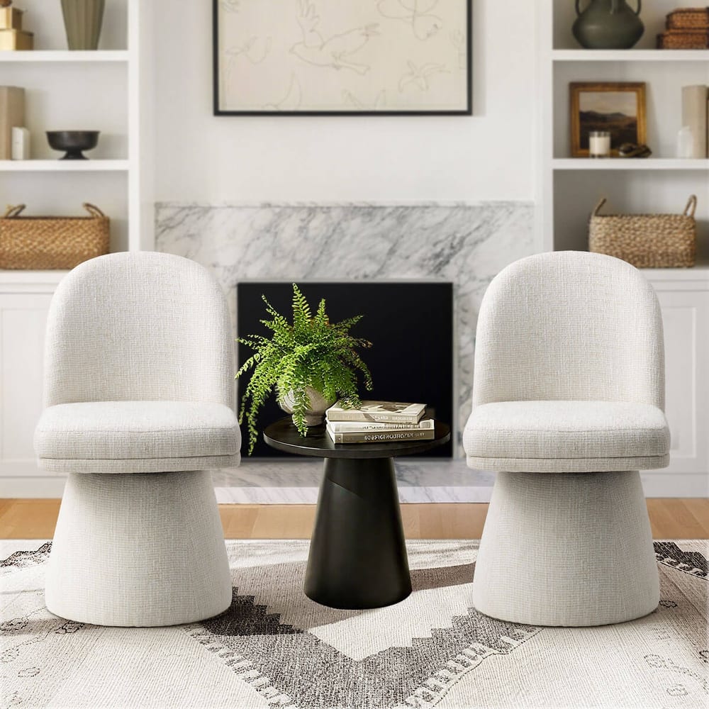 Swivel Fabric Upholstered Dining Chair(Set of 2)