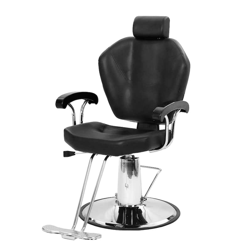 Hydraulic Salon Chair Hair Beauty Equipment Barber Chair with Headrest Black - N/A