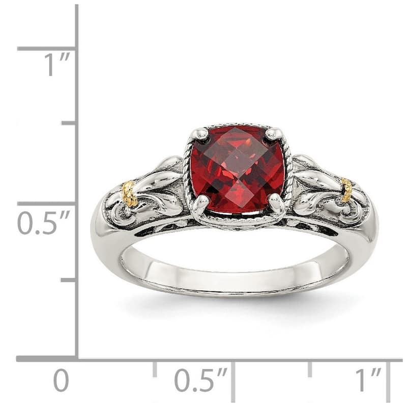 Curata 925 Sterling Silver Polished With 14k Garnet Ring