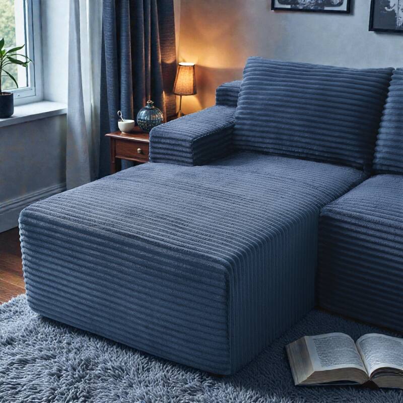 L Shaped Cloud Sectional Sofa with Deep Seat, Corduroy Modular Sleeper Couch, No Assembly Required