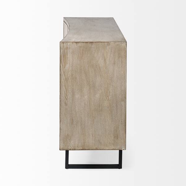 Light Brown Solid Wood Sideboard With 4 Fabric Covered Cabinet Doors Light Brown Solid Wood Sideboard With 4 Fabric Covered Cabinet Doors