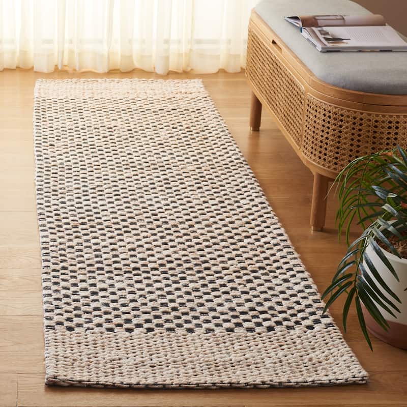 SAFAVIEH Hand-Woven Natural Fiber Maribel Casual Jute Rug - 2'3" x 8' Runner - Beige/Black