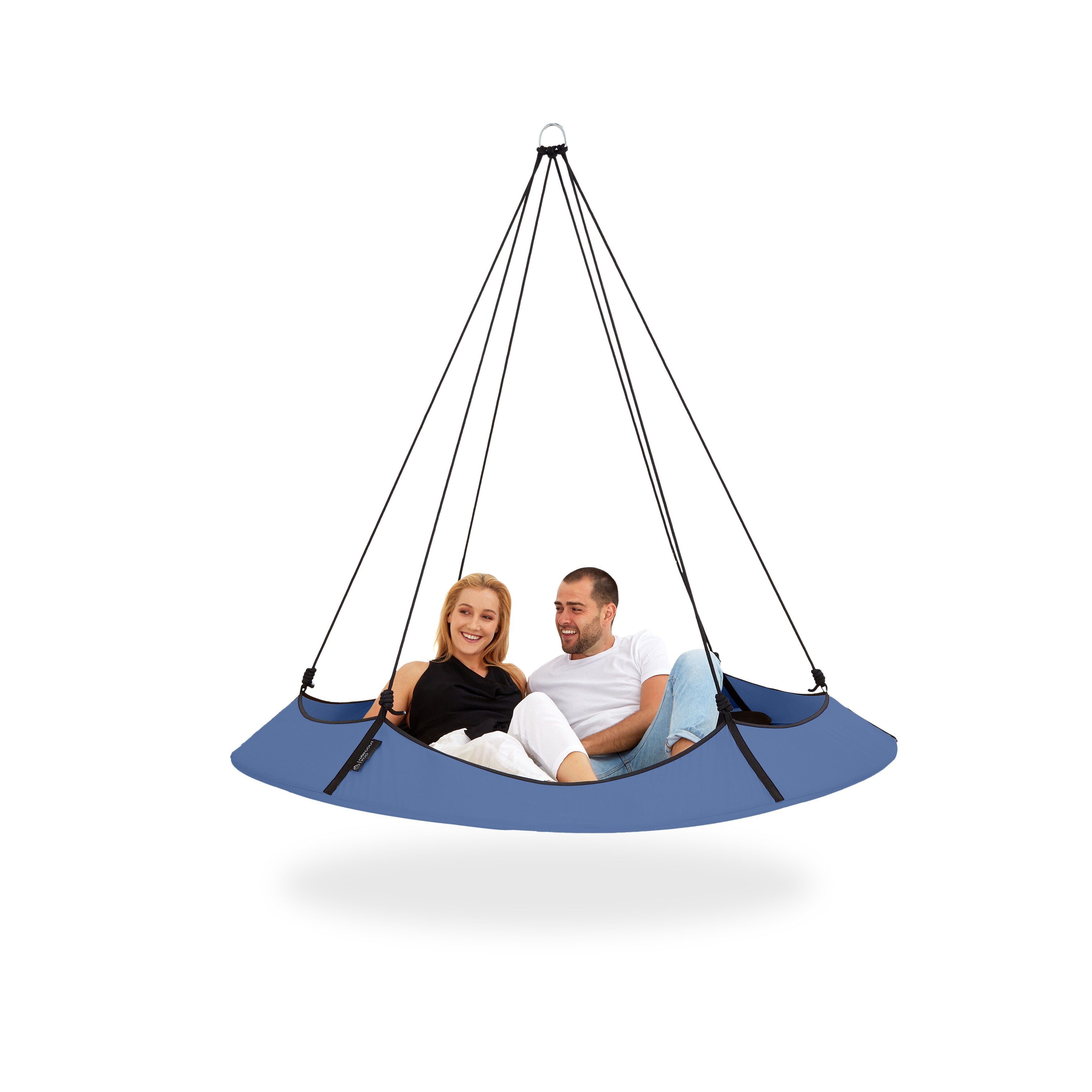 Hangout Pod Free Hanging Transportable Circular Family Hammock Bed Ink Blue