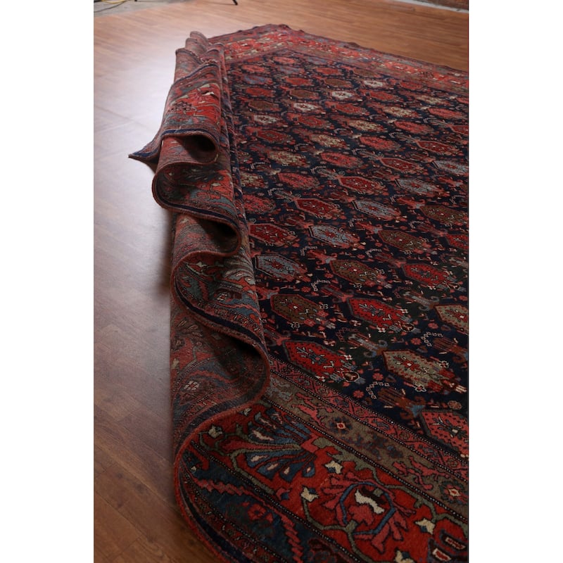 Pre-1900 Antique Bidjar Halvaei Persian Area Rug Handmade Wool Carpet - 12'2" x 19'9"