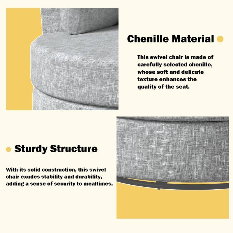 Swivel 34.7" Wide Comfortable Chenille Accent Chair (Set of 4)