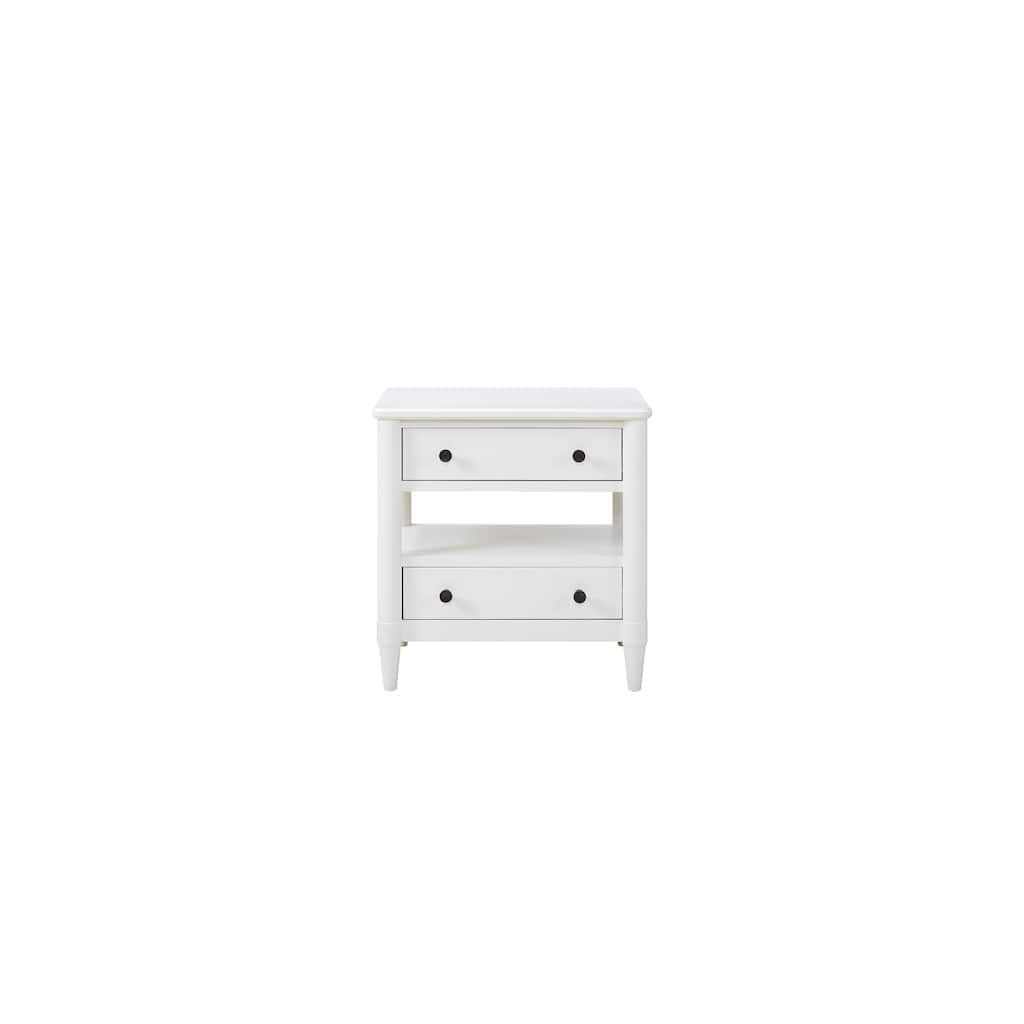 Open Nightstand White Finish With 2 Drawers