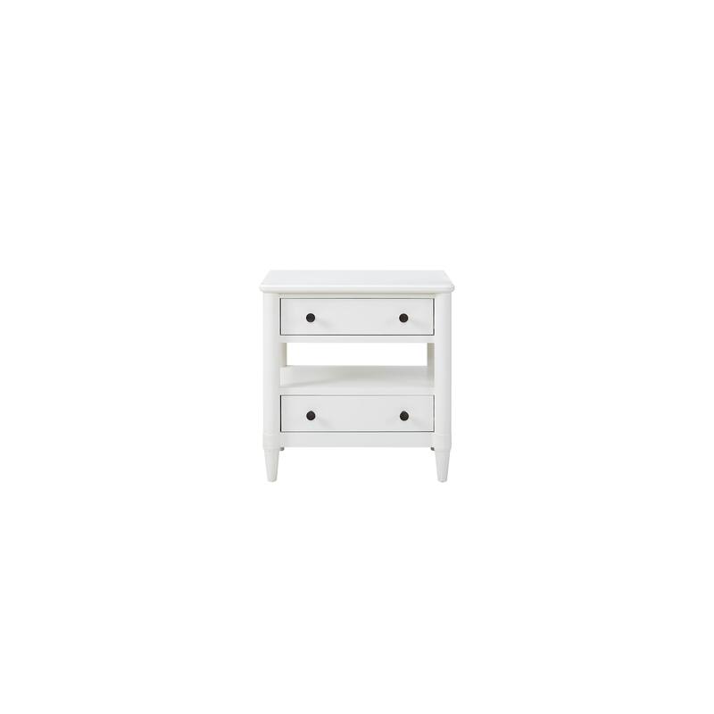 Open Nightstand White Finish With 2 Drawers - White