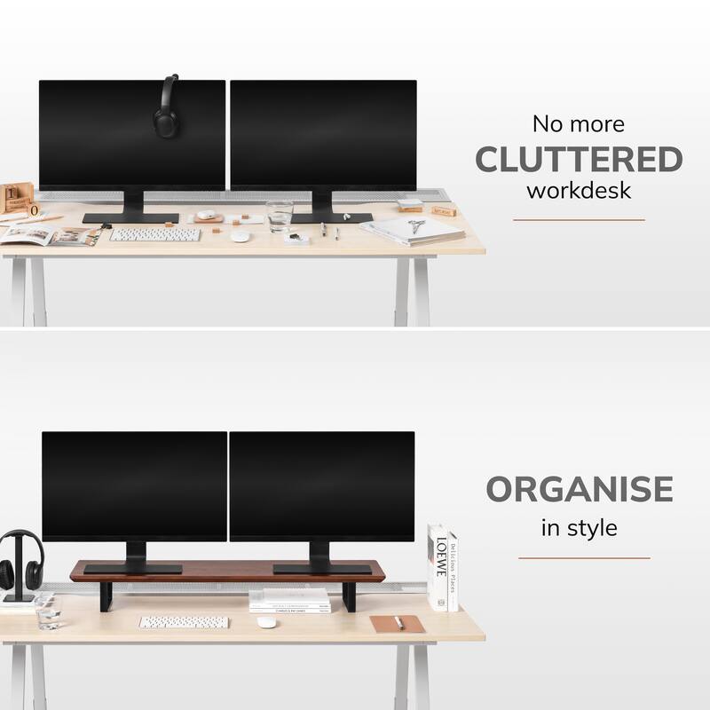 Jani Wood Monitor Stand Riser Desk - Ergonomic Design Stand, Desktop Organizer Table for Home, Office Workspace, Gaming Desk