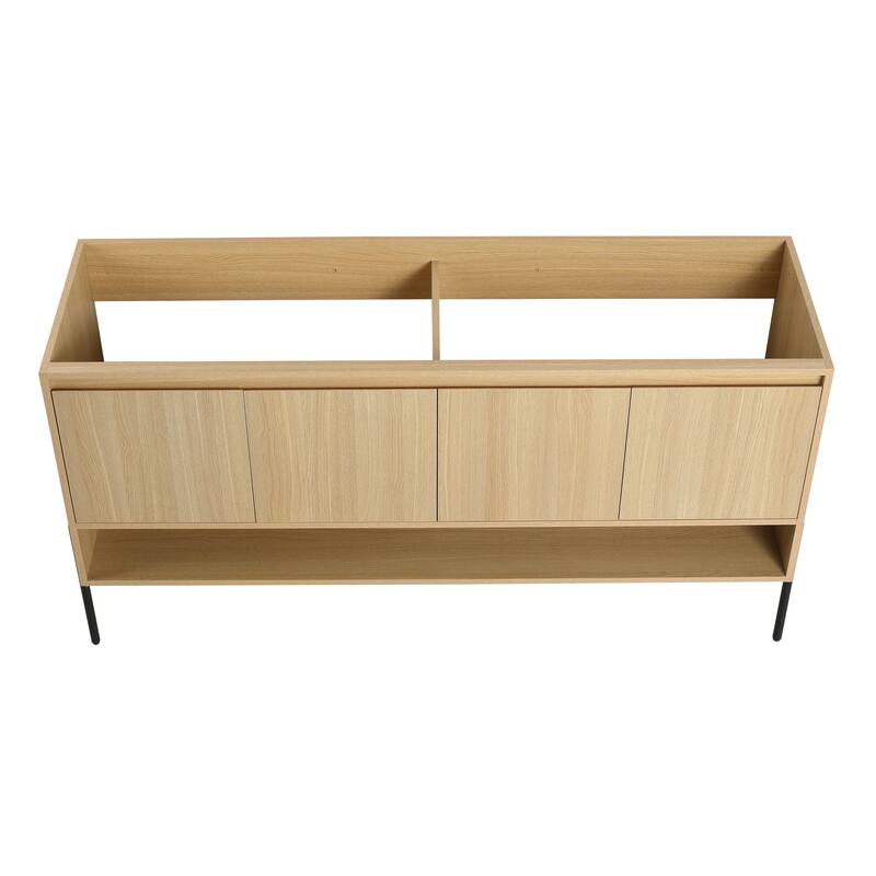 Freestanding Bathroom Cabinet with Four Doors, Floor-to-Ceiling Storage in Engineered Wood (No Top Sink Included)