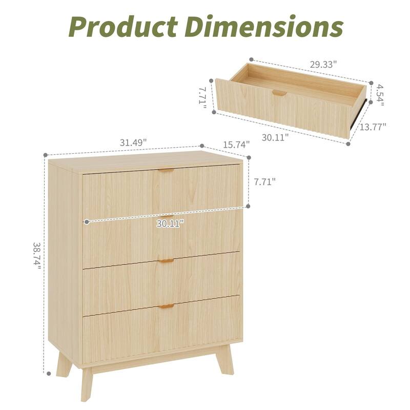 Modern Fluted Closet Dressers, 4 Drawer