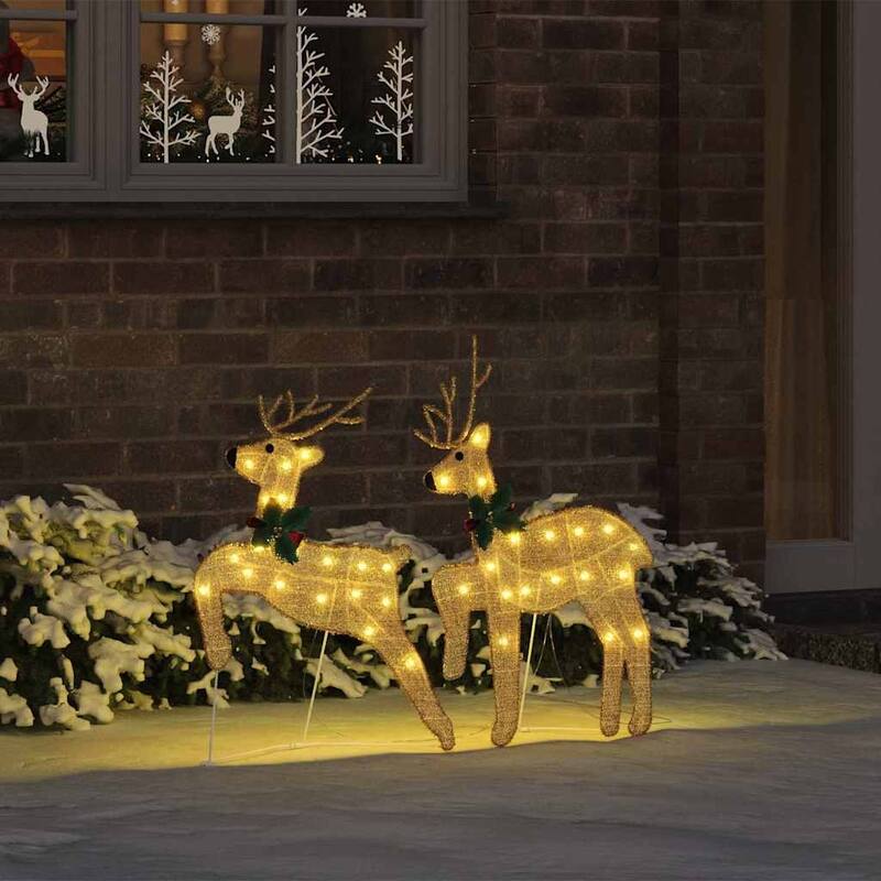 vidaXL LED Reindeers 2 pcs Warm White fabric - 17.7 x 7.5 x 25.6