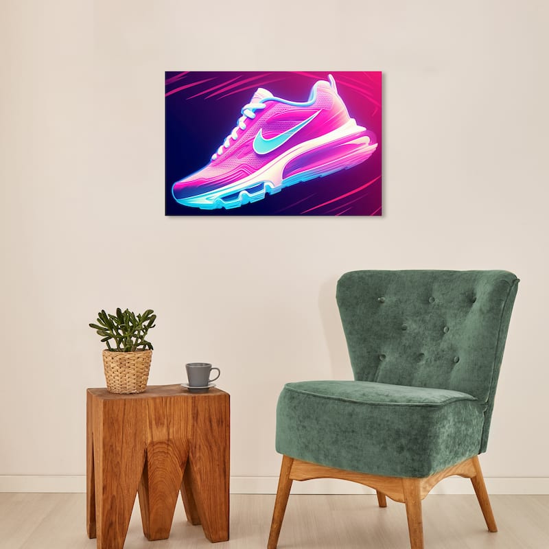 Wynwood Studio Canvas Fashion and Glam Cool Neon Sneaker Pink Modern & Contemporary Wall Art Canvas Print - 24 x 16