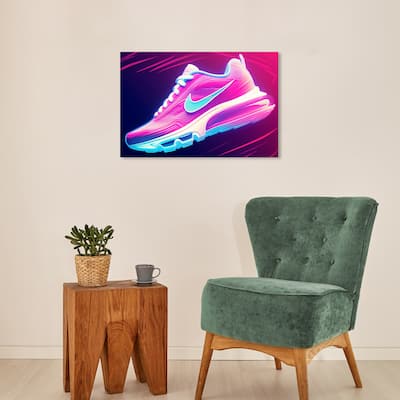 Wynwood Studio Canvas Fashion and Glam Cool Neon Sneaker Pink Modern & Contemporary Wall Art Canvas Print