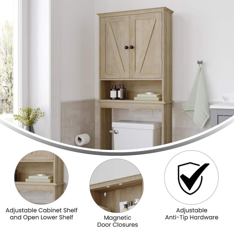 Farmhouse Over the Toilet Cabinet with Shelves and Magnetic Closure Doors