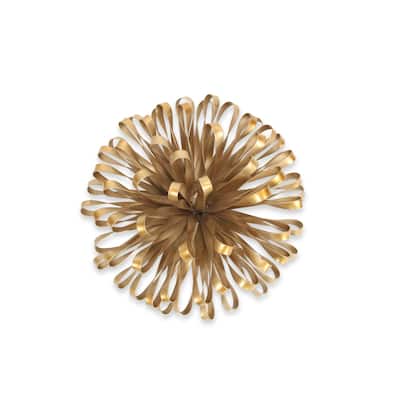 4" Gold Metal Abstract Bloom Painted Sculpture