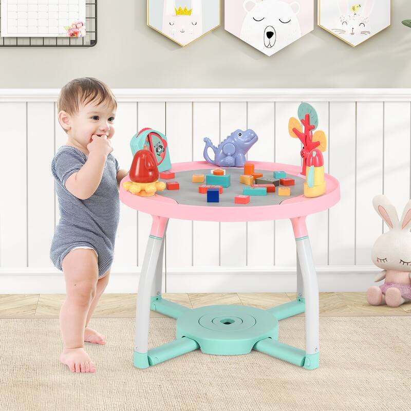 5-in-1 Baby Activity Center with Adjustable Height, Interactive Toys, Detachable Bounce Platform, and Study Desk for Kids