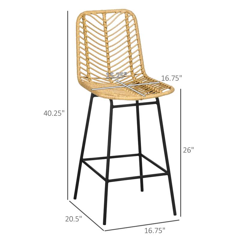 Rattan Bar Stools Set Of 2