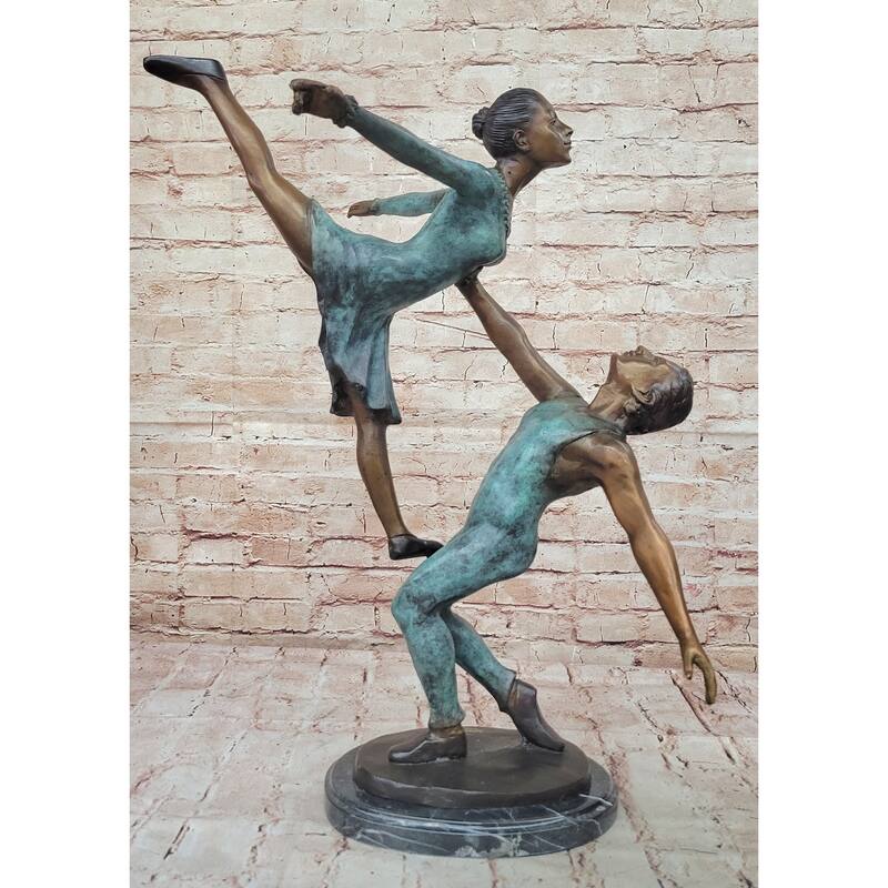 Pas De Deux Elegant Ballet Dancers Bronze Sculpture On Marble Base