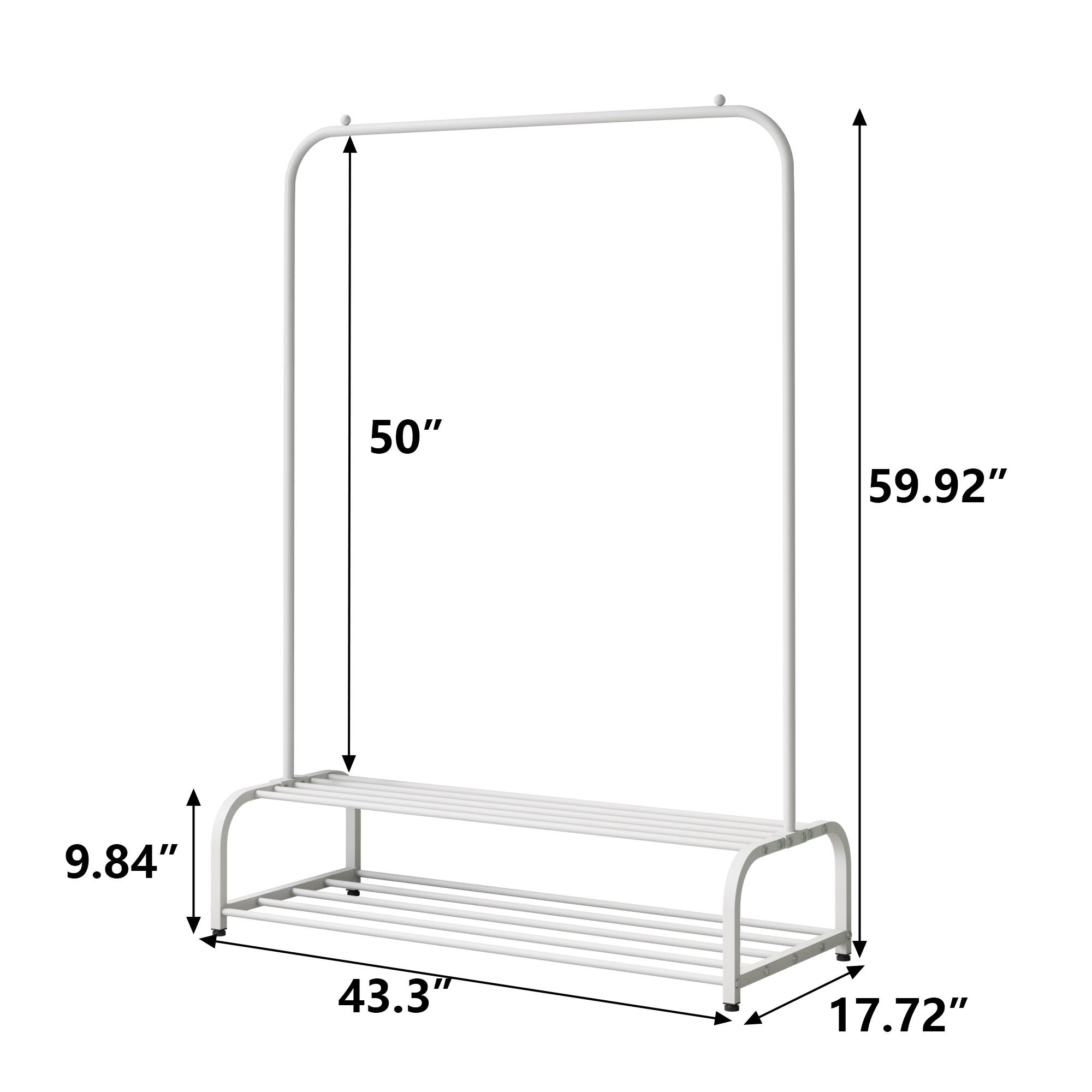 Clothing Garment Rack with Shelves, Metal Cloth Hanger Rack Stand