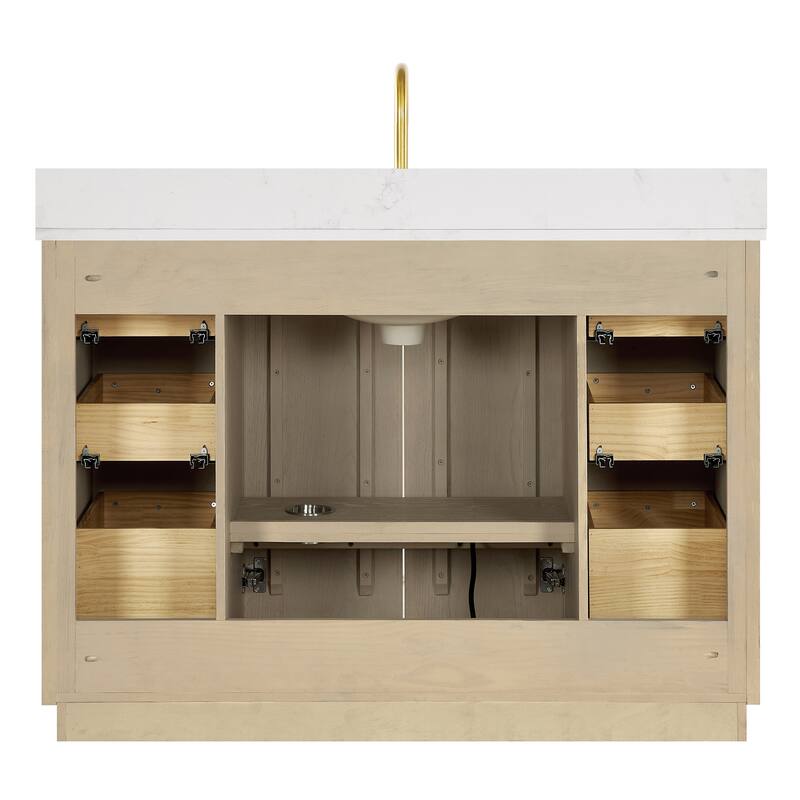 Oza Bath Vanity with Quartz Stone Top and Mirror