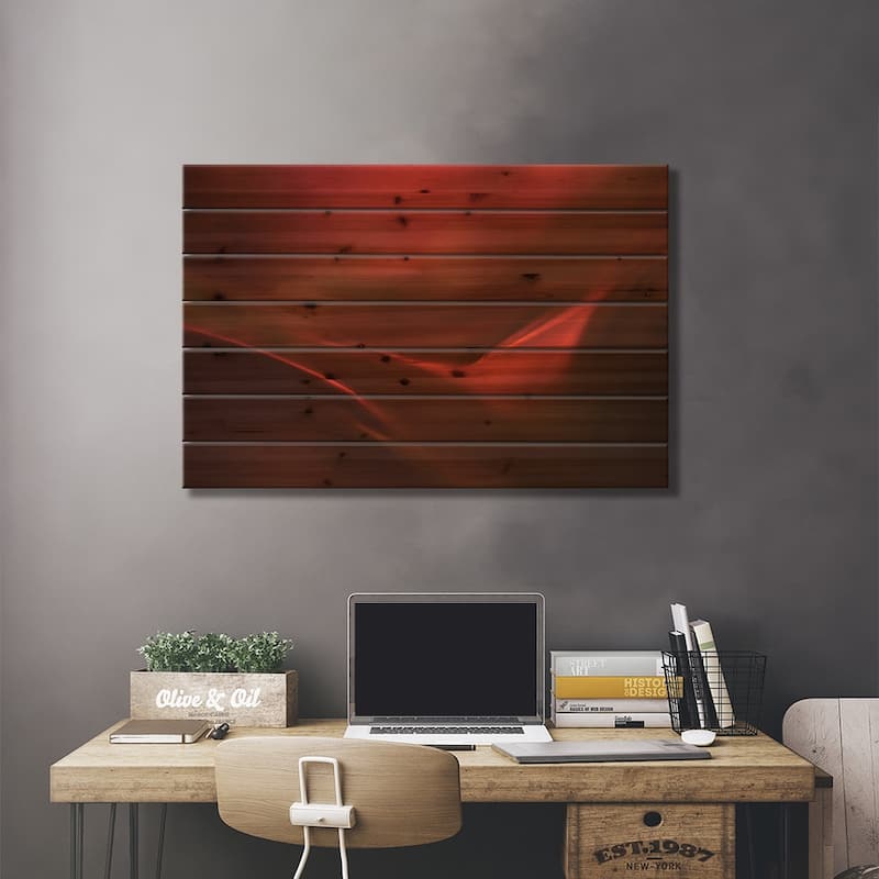 The Red Valley Print On Wood by Heidi Westum - Multi-Color