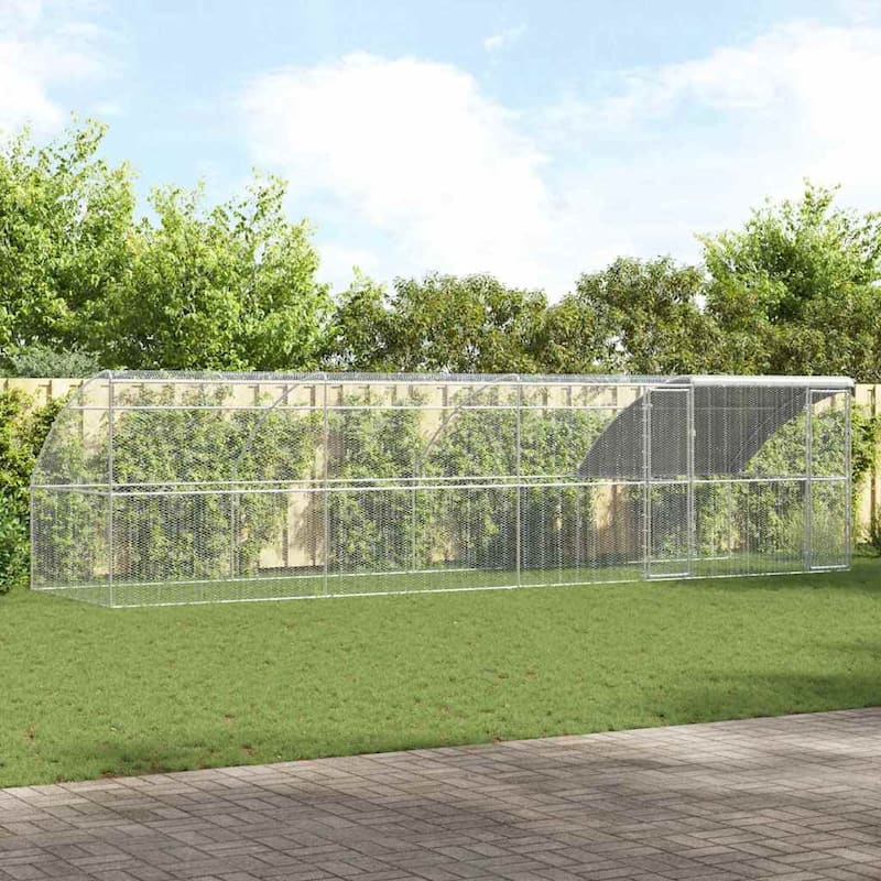 vidaXL Chicken Cage Silver 400/600/800 x 200 x 198.5 cm Galvanized steel - 800 x 200 x 198.5 cm - Silver - 2 doors
