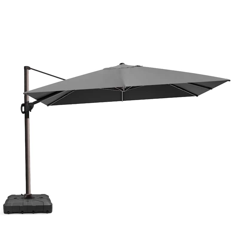 VredHom 9 x 12 FT Outdoor Patio Cantilever-Offset Umbrella with Wheel Base - DarkGrey