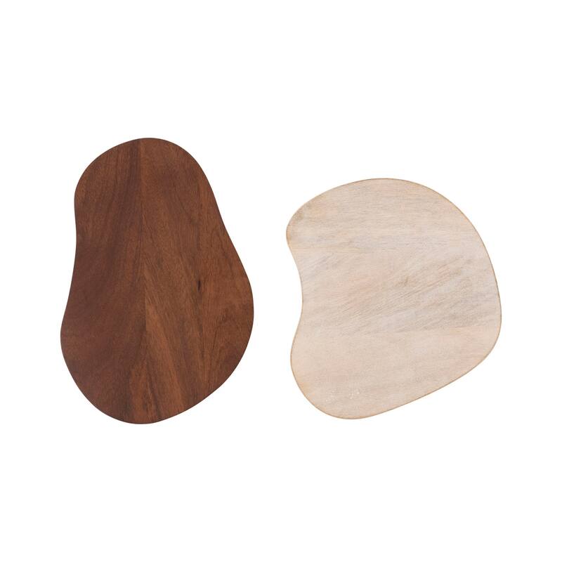 Mango Wood Organic Shaped Cheese/Cutting Boards, Set of 2