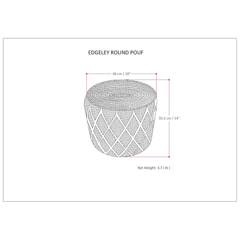 WYNDENHALL Nesbitt Boho Round Pouf, Natural Woven Braided Jute