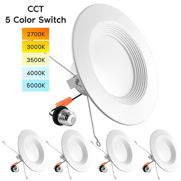 Luxrite 5/6" LED Recessed Lights, Color Selectable 2700K 3000K 3500K 4000K 5000K, Dimmable, 1100 Lumens, 4-Pack. Opens flyout.