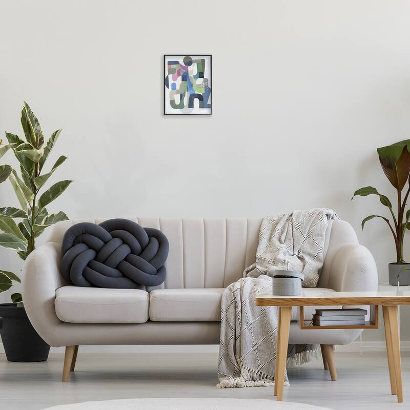 Stupell Retro Geometrics on Grey Framed Giclee Art Design By Coco Good